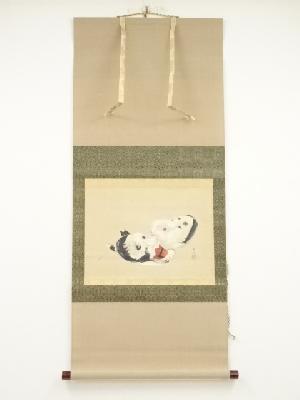 玉葩筆　壬生之面　肉筆紙本掛軸（共箱）